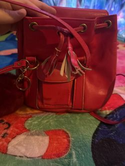 Lancel Premier Flirt lacquered red leather bucket bag