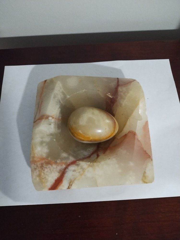 Vintage Marble Ashtray With Egg