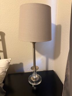Set of 2 Modern Brushed Nickel & Glass Table Lamps