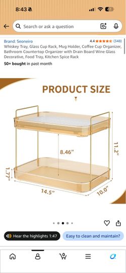 Whiskey Tray, Glass Cup Rack, Mug Holder, Coffee Mug Organizer, Wine Glass Tray