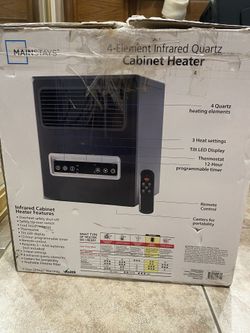 Mainstays Infrared Cabinet yHeater Black 1500W Electric 3 Speed with Remote Control Space Heater