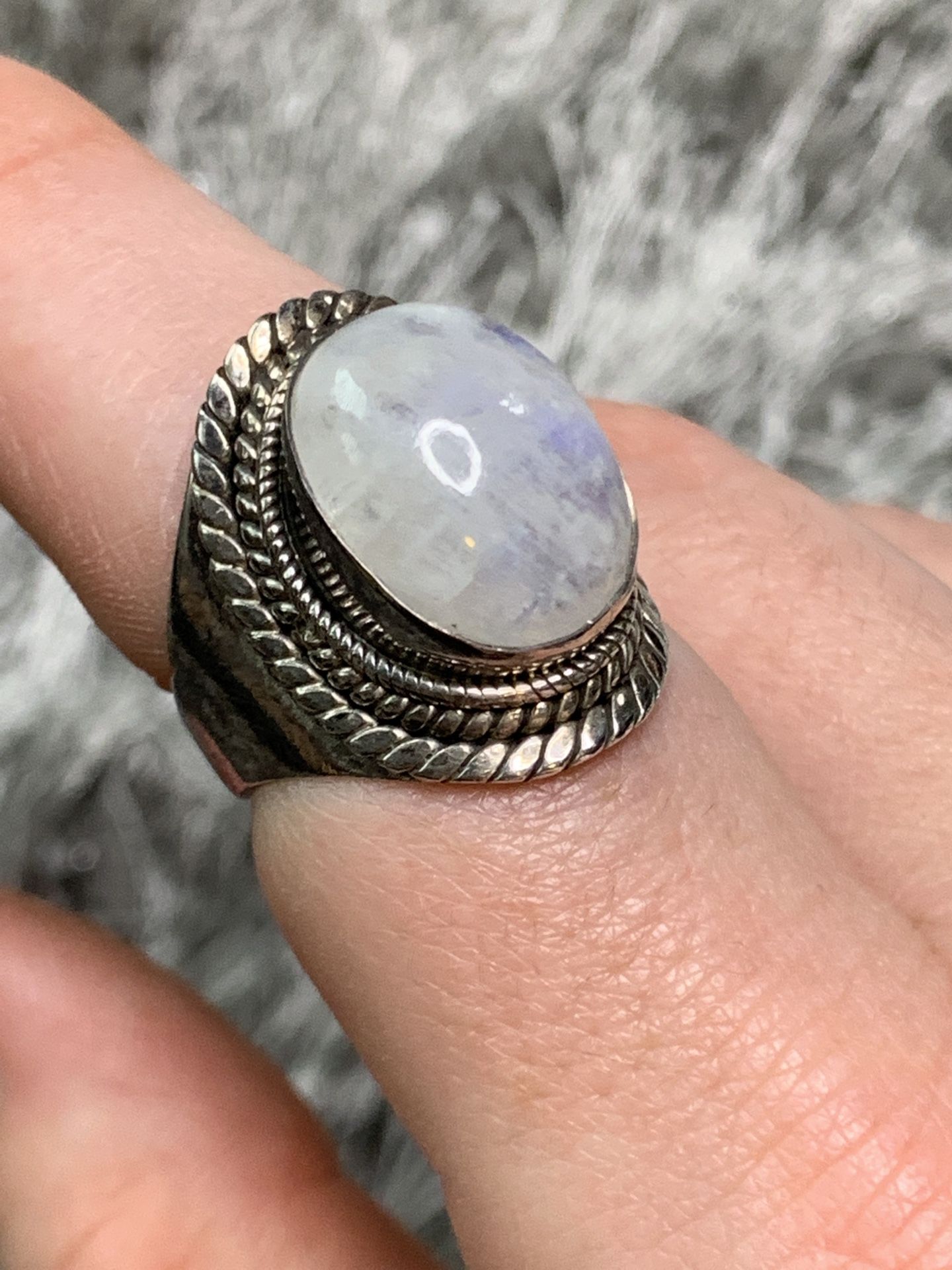 Aspen Moonstone - Israeli Artisan 925 Sterling Silver Ring - Size 8