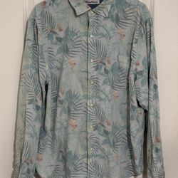 Tommy Bahama Mens Green Multicolor Corduroy Long Sleeve Button Down Shirt Size L