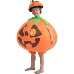 Spooktacular Creations Halloween Full Body Inflatable Pumpkin Costume Kids Cute blow up pumpkin suit with a hat, blower & power box, for kids 4-6, Hal