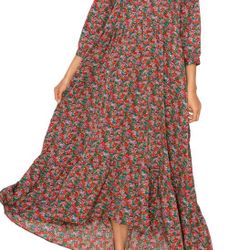 Women’s dress MELLODAY  Front Hi-low Maxi Dress In Pink Ditsy