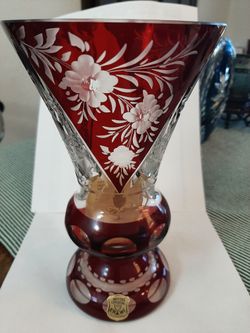 Ernst Wittig Ruby Red Cut Glass Vase