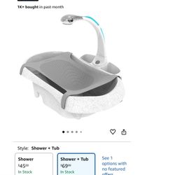 The First Years Rain Shower Baby Bathtub — Baby Spa for Newborn to Toddler — Includes Convertible Bathtub and Sling with Soothing Spray — Baby Bath Es