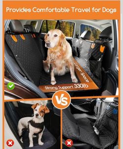Dog Car Seat Cover for Back Seat Waterproof Seat Cover Hammock with Mesh Window/Storage Pocket/Side Flaps/Belt.Back Seat Extender for Dogs Dur