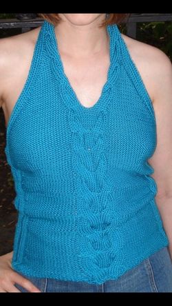 Hand knit 100% cotton backless top size 4 or 6