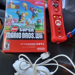 Nintendo wii Motion plus mario remote With Cover 
New Super Mario game
And nunchuck controller