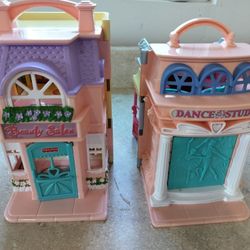 Fisher Price Sweet Streets PETSHOP BEAUTY SALON & DANCE STUDIO CANDY SHOP 2001