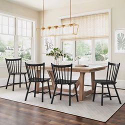 Black Solid Wood Dining Chairs set of 4