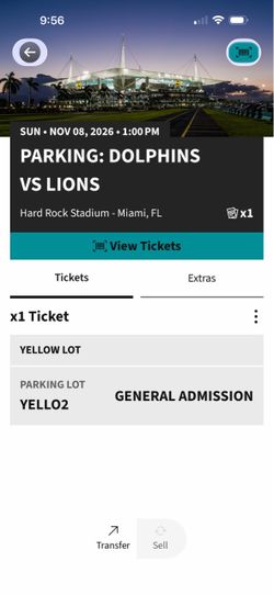 Miami Dolphins vs. Detroit Lions Yellow Parking