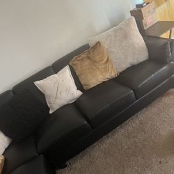 Black Faux Leather Sectional