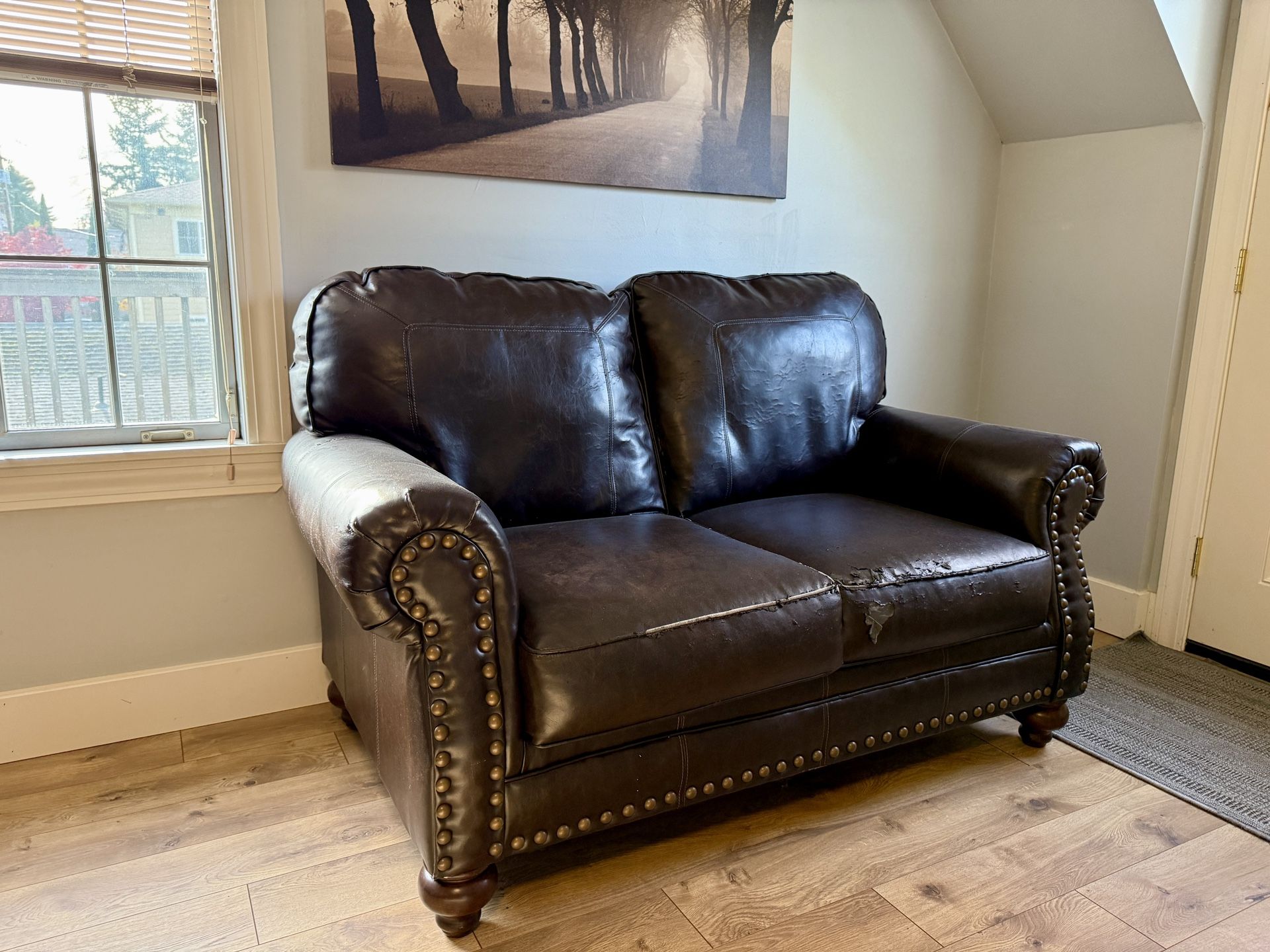 Faux Leather Love Seat - Must Go!