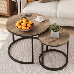 aboxoo Coffee Table Nesting Set of 2 Side Set wooden Frame