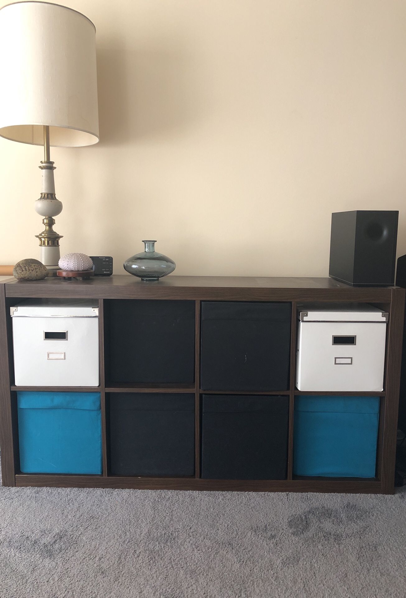 Ikea Flysta Shelf Unit & 8 Drona Storage Boxes