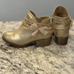 Pop Girls Amalia Metallic Gold Western Ankle Boots  - Size 11