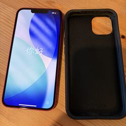 iPhone 13  w/ OtterBox Commuter Case- Great Condition - Carrier Unlocked - Red