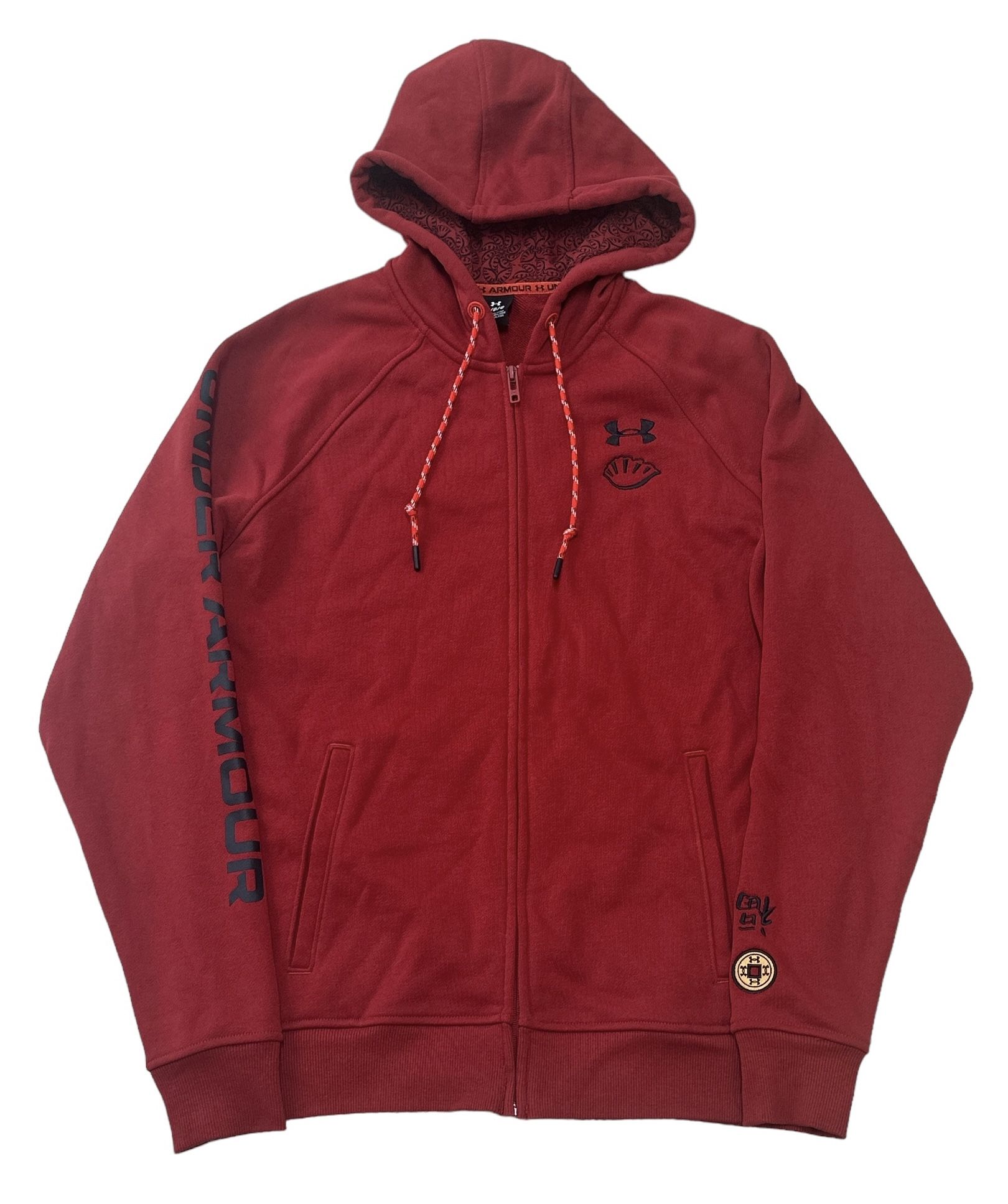 Under Armour Fleece Men’s L Red Sweatshirt Full Zip Lny Terry Fz Hoodie RN96510