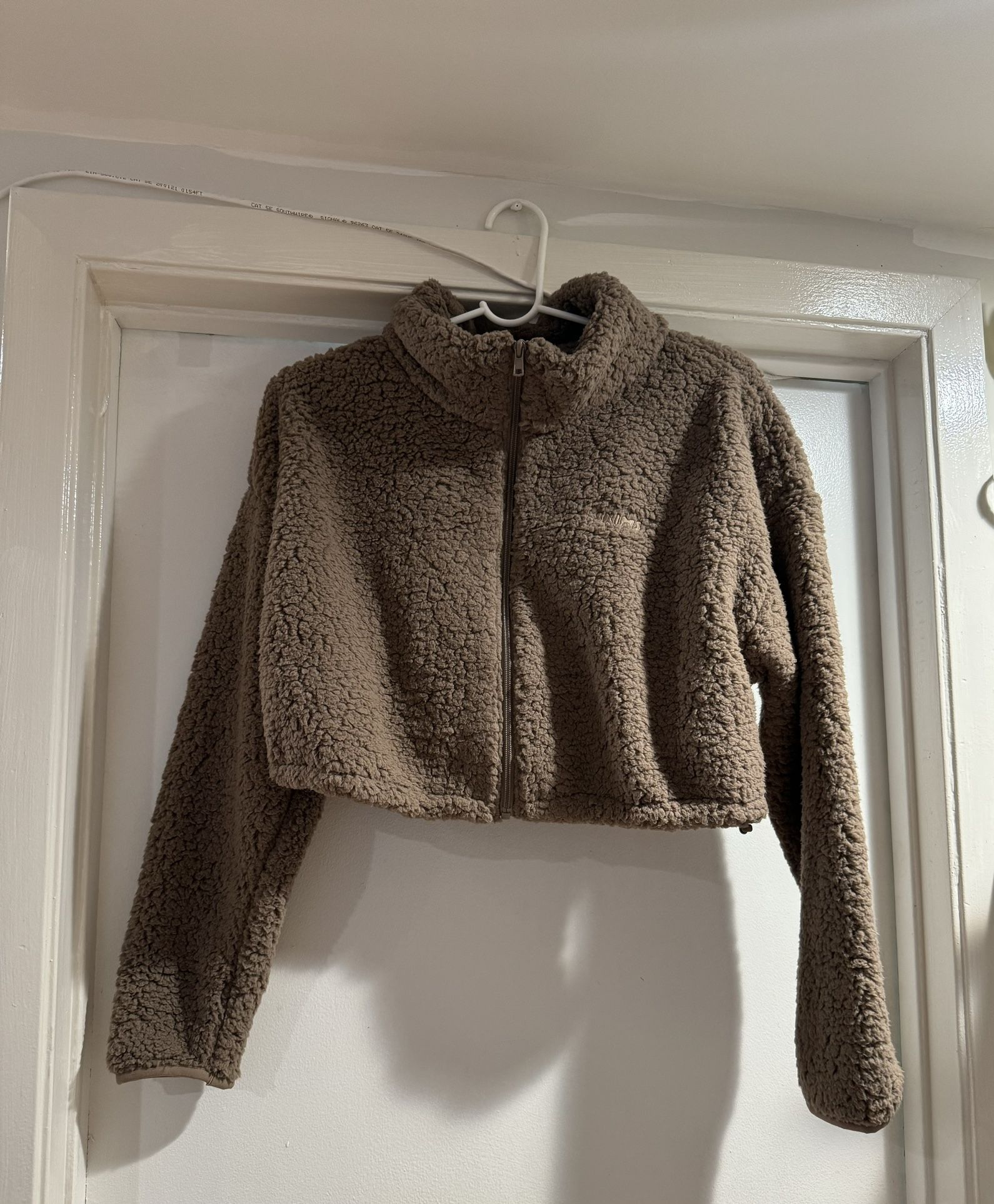 Skims Size Large Teddy Crop Zip Up Desert NO HOODIE CROPPED FALL
