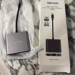New USB-C to 4K HDMI, Type-C PD Charger, and USB-A by TEKTURN - Compatible with Nintendo Switch, iPhone 15 Pro, MacBook, iPad, Surface and All Major B