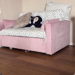 Pink Convertible Sofa Couch 