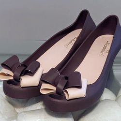 Aubergine Jelly Wedge Heels 7