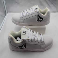 Volcom Stone Womenās Sz 12M Skate Inspired Composite Toe Work Shoes White Black