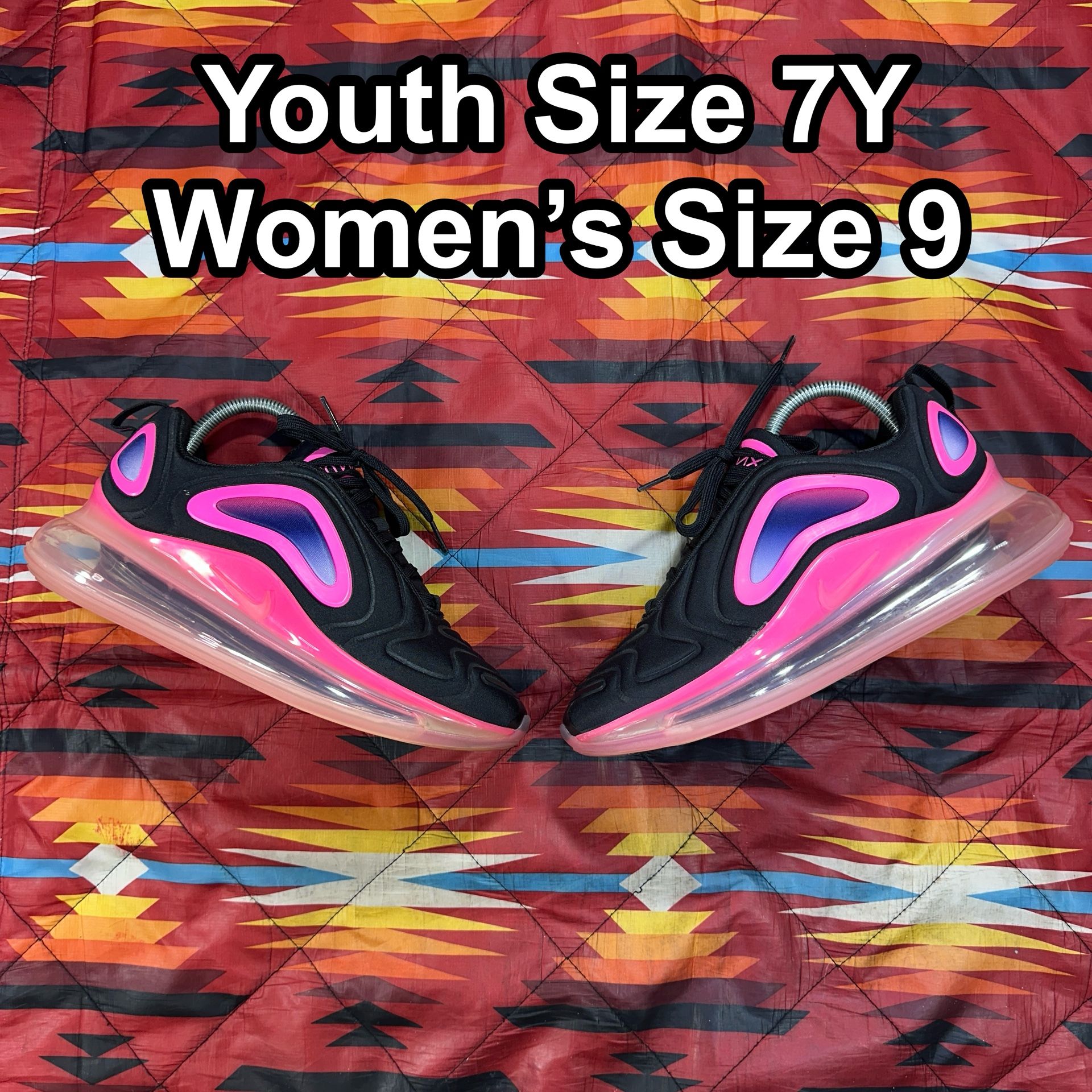 Nike Air Max 720 GS Fuchsia Black Laser Pink Shoes AQ3196-007 Youth 7Y Women’s 9