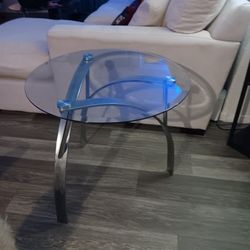 Glass and Chrome End Table