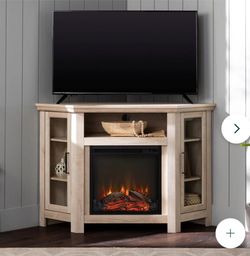 48" Wood Corner Fireplace Media Tv Stand