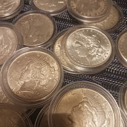 Silver Dollars Morgan And Peace Dollars In Very Good Condition