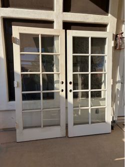 Solid Wood French Doors – 15-Lite Glass – $150 Eac