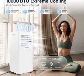 Portable Air Conditioners 8000 BTU,Quiet Portable AC Units for Rooms 3-IN-1 Cools Up to 500 Sq.Ft with Dehumidifier,Fan,Remote Control,24H Timer,Sleep