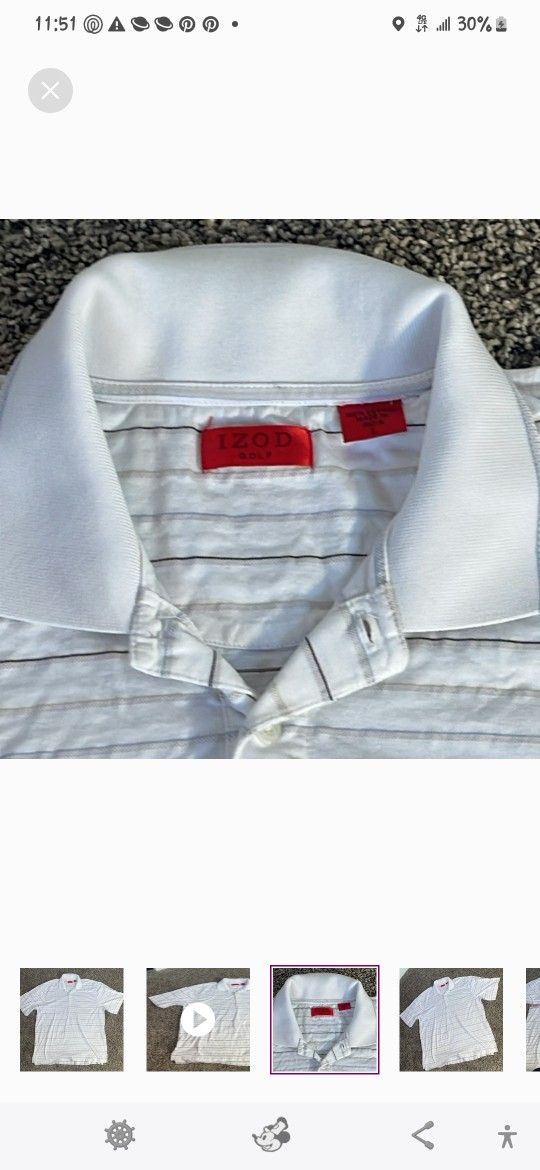 Mens IZOD golf shirt size large white
collared polo style shirt