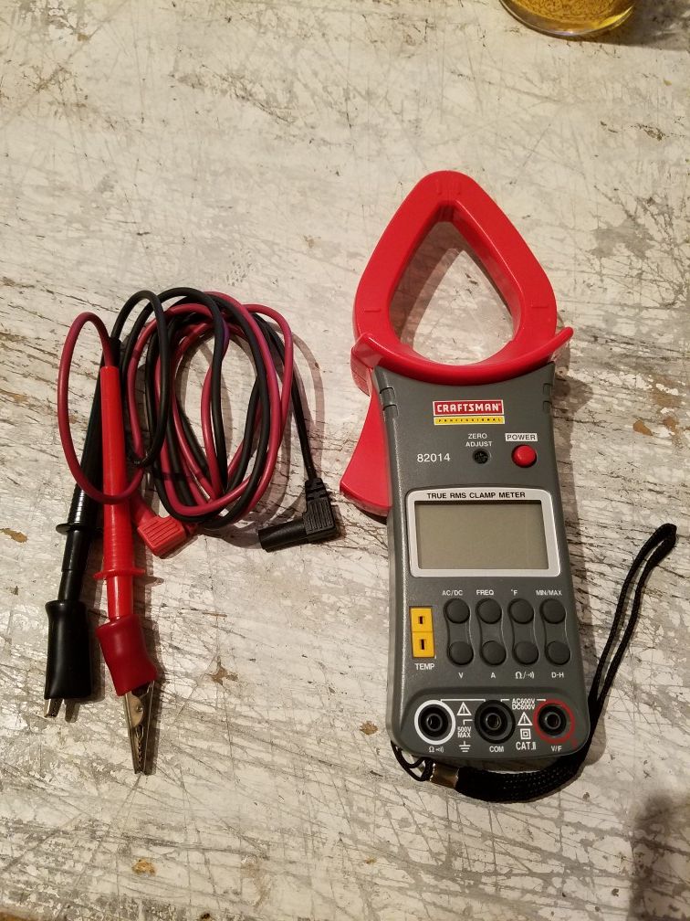 Craftsman AutoRanging DC/True RMS AC Digital LCD Clamp On Ammeter/Digital Multimeter