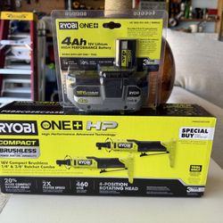 RYOBI ONE+ HP 18V Brushless Cordless Compact Ratchet 2-Tool Combo Kit with ONE+ 18V 4.0 Ah HIGH