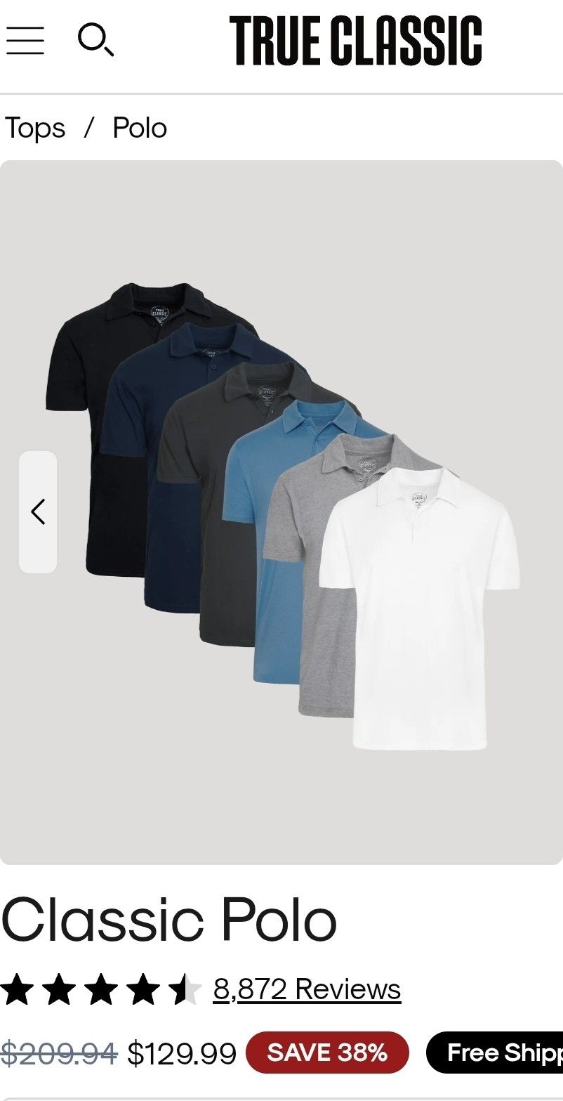 True Classic Polo Shirts(6)-Large