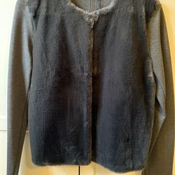 Armani Exchange Gray Fur-Trimmed Jacket