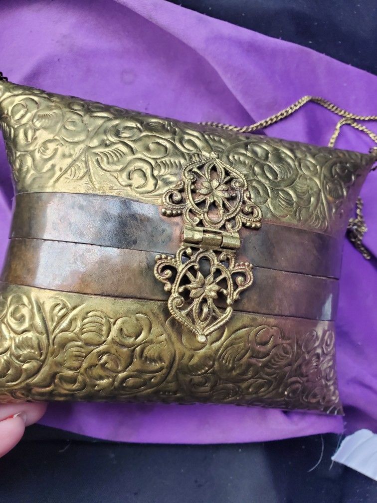 Vintage Pillow Purse Brass.
