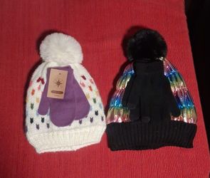 Girl's Beanies with Gloves