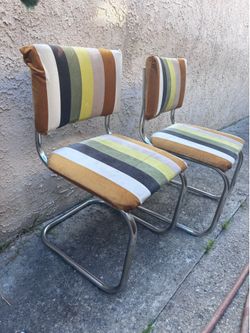 Vintage chrome cantilever chairs