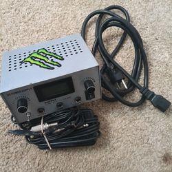 Tattoo Power Supply Machine Dual Digital Tattoo Power Box with Foot Pedal 2 Clip Cords for Beginner