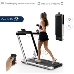Goplus 2 in 1 Folding Treadmill, 2.25HP Superfit Under Desk Electric Treadmill, Installation-Free with Remote Control, APP Control and LED Display, Wa