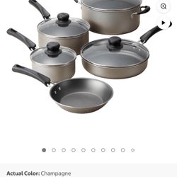 Tramontina 9-Piece Non-Stick Cookware Set, Champagne