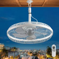 AHAWILL Outdoor Ceiling Fans With Lights, 20'' Gazebo Fan, Plug In Ceiling Fan For Patios, Pergola, Ceiling Fan With Remote Control, Hanging With Hook