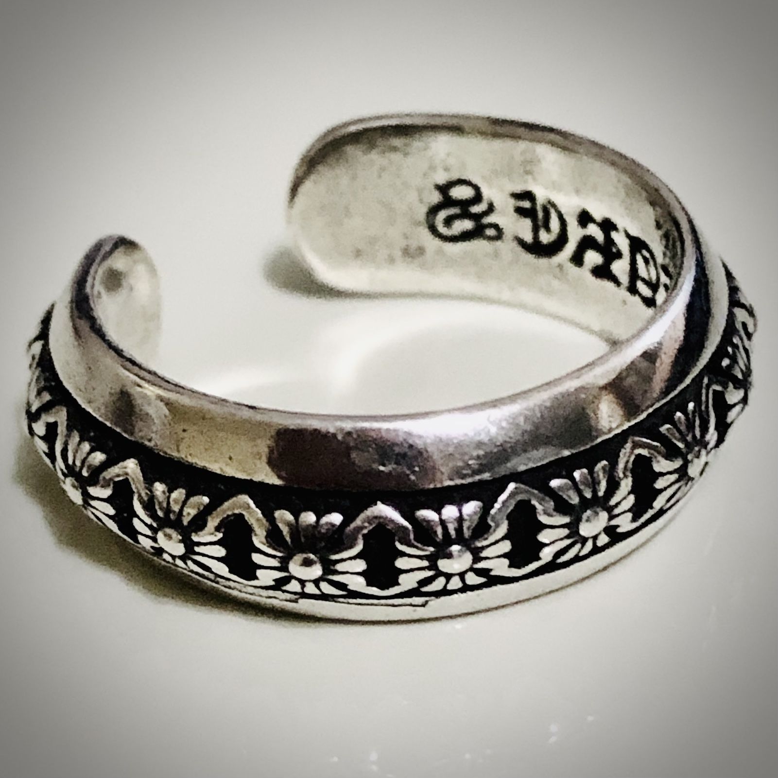 Chrome Cross Hearts Sterling Silver 925 Ring