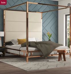Moyers Upholstered Metal Canopy Bed King