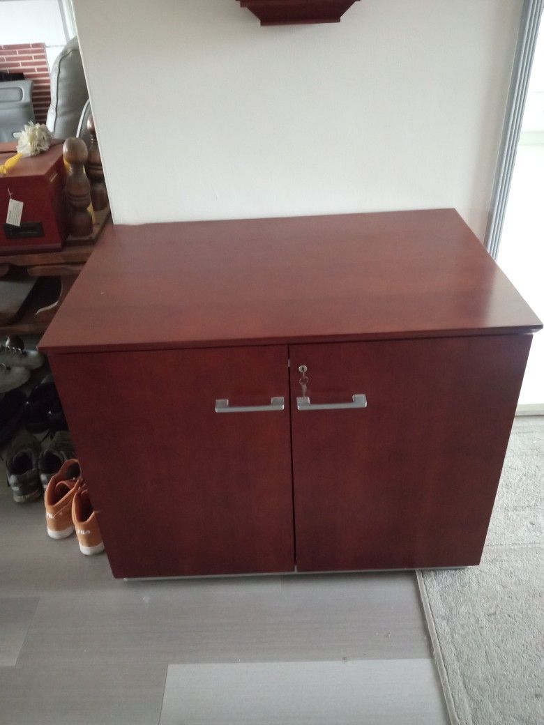 Wood Cabinet With Locking Doors